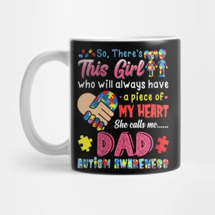 womens res this girl she calls me dad autism awareness Mug